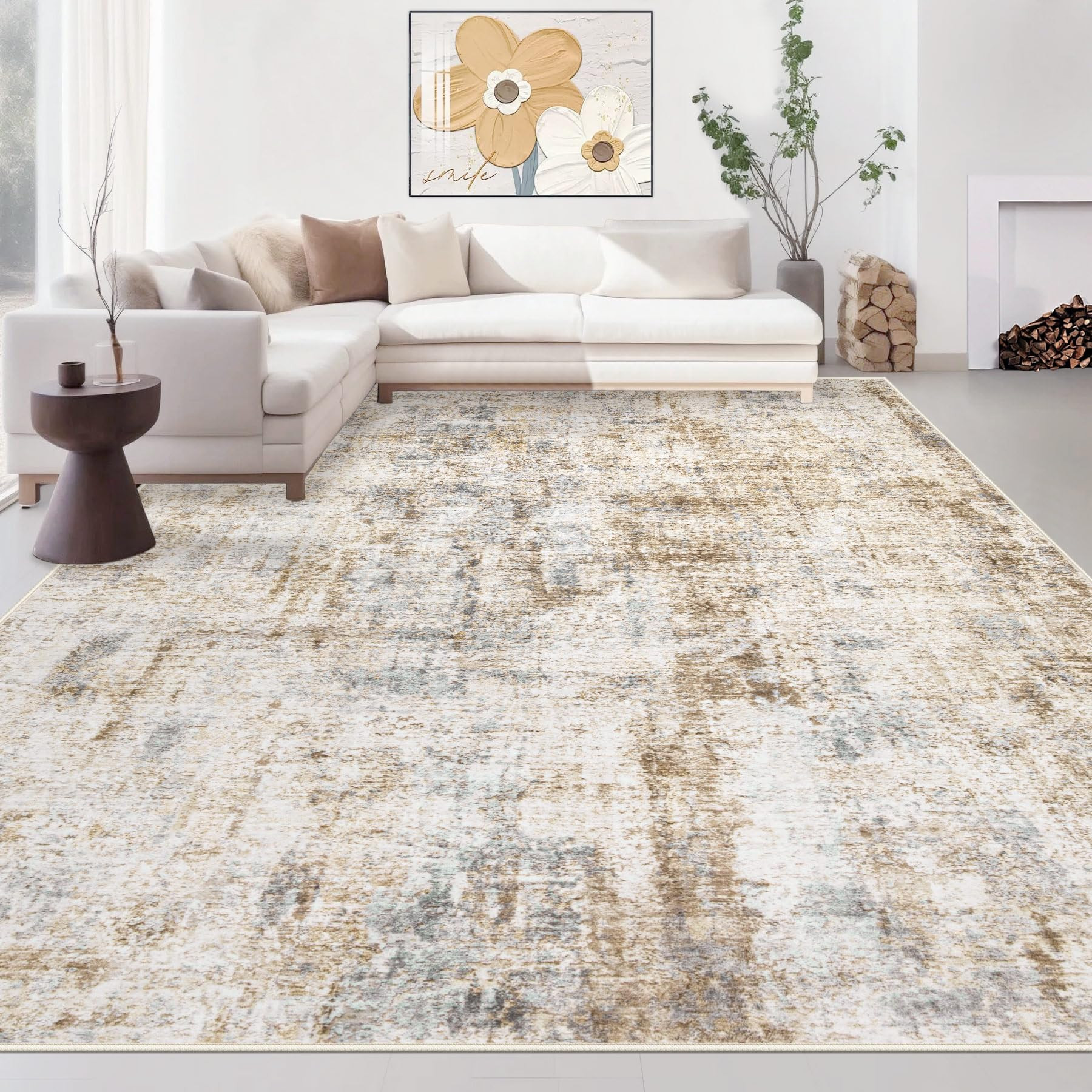 Area Rugs 8x10 Living Room: Washable Rug Modern Abstract Large Rugs Soft Non Slip Neutral Rug Sta... | Amazon (US)