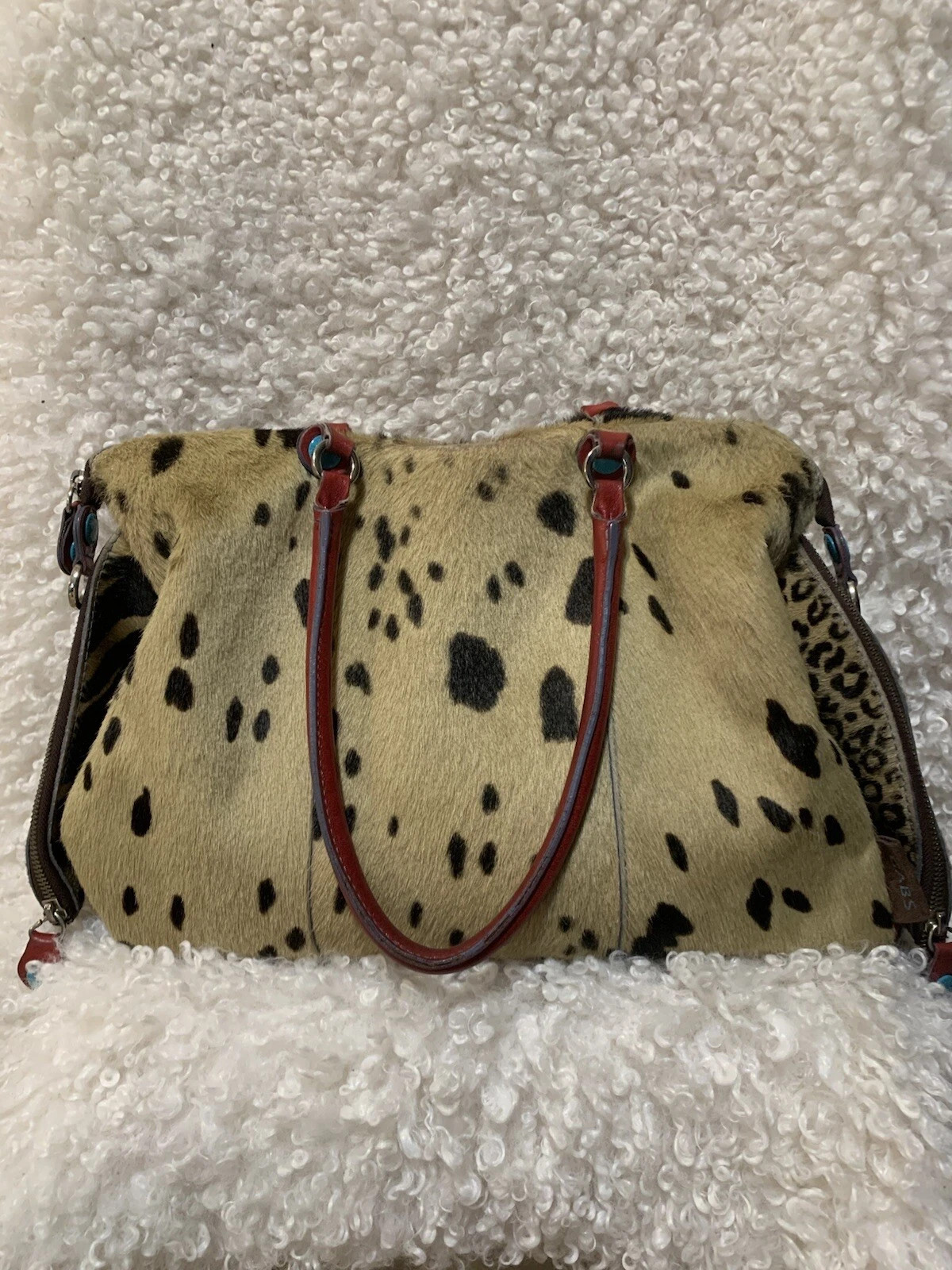 Gabs Large Leather Animal Print Bag Expandable Pockets  Red Leather Details | eBay US
