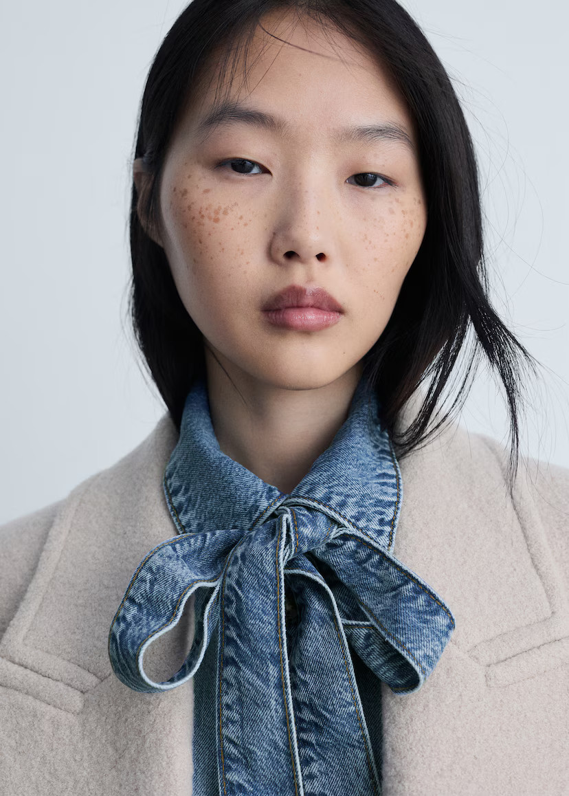 Denim shirt with bow - Women | MANGO USA | Mango (US/MX/AU)