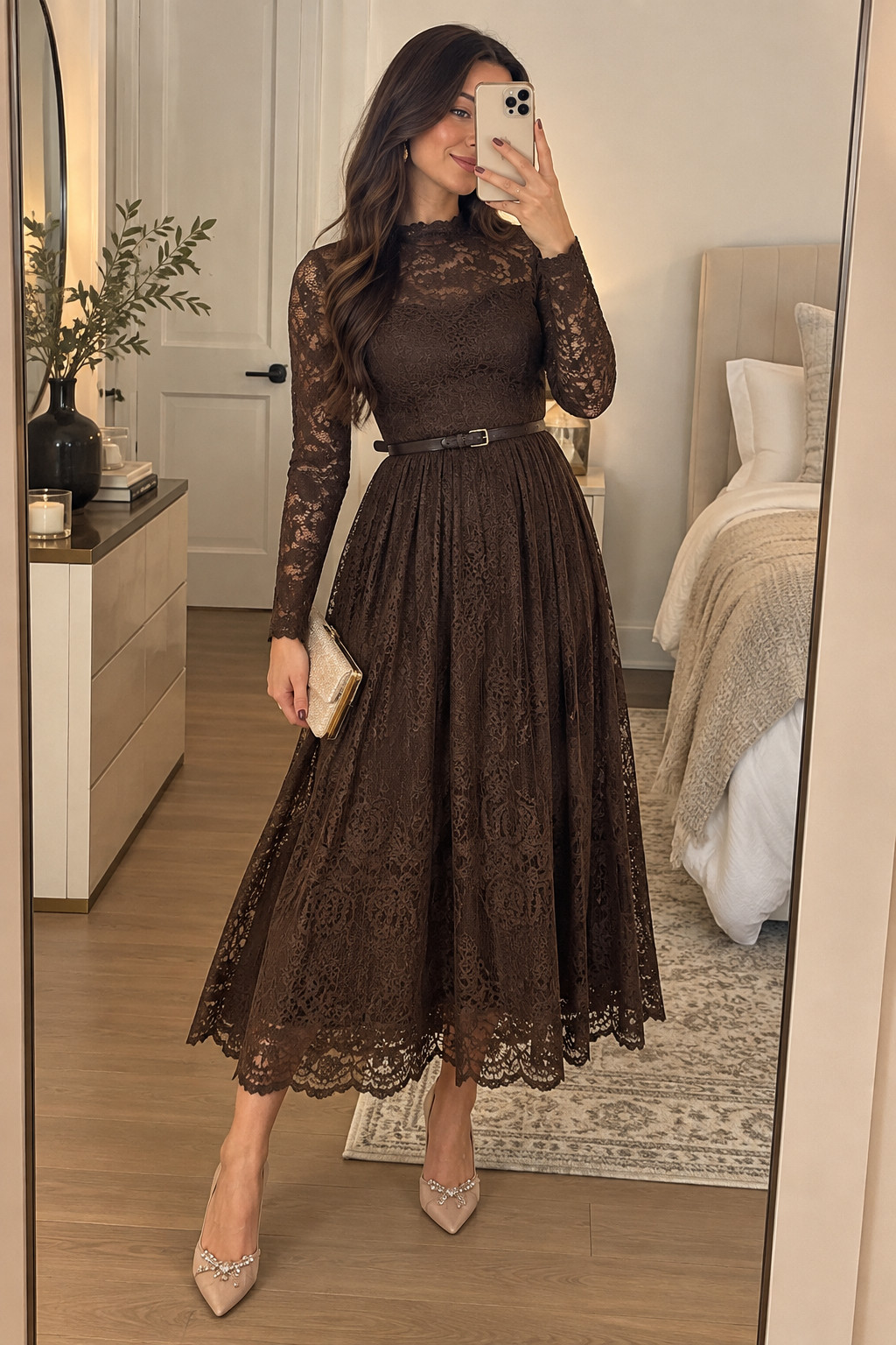 This dress gives such a polished fall wedding guest vibe. I love the deep brown shade and how easy it is to style with nude heels, a gold clutch, and minimal jewelry. #FallWeddingGuest #AmazonDressFinds #BrownMaxiDress #WeddingGuestLooks #AutumnFashion #FallDressIdeas #AmazonFinds #WeddingGuestInspiration #BrownOutfit 

 #LTKSeasonal #LTKSaleAlert #LTKWedding