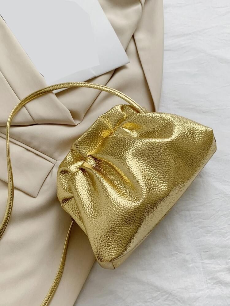 Metallic Snakeskin Embossed Drawstring Design Bucket Bag
       
              
              $10... | SHEIN