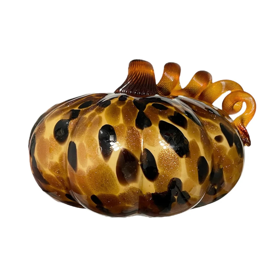 Beautiful Pumpkin Amber Ora Brown Gold Art Glass Hand Blown Gourd Coiled Stem - Etsy | Etsy (US)