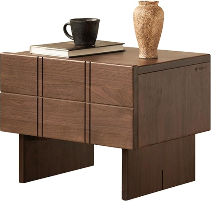 YESWOOD Solid Walnut Nightstand with Drawers, Mid Century Modern Nightstands, Low Profile Night S... | Amazon (US)