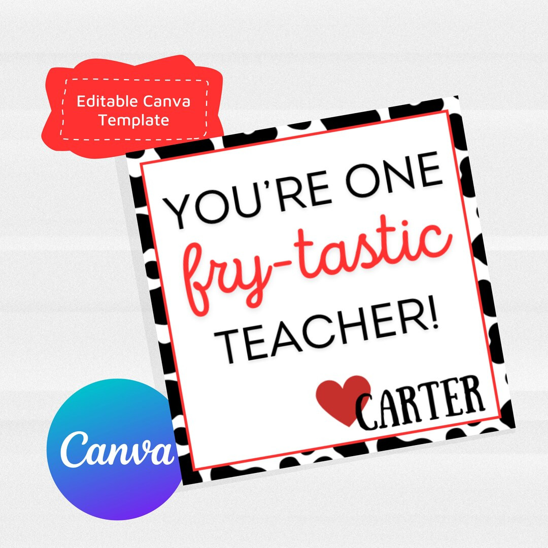 Fry-tastic Teacher Editable Appreciation Card Instant Digital Download on Canva Teacher Appreciat... | Etsy (US)