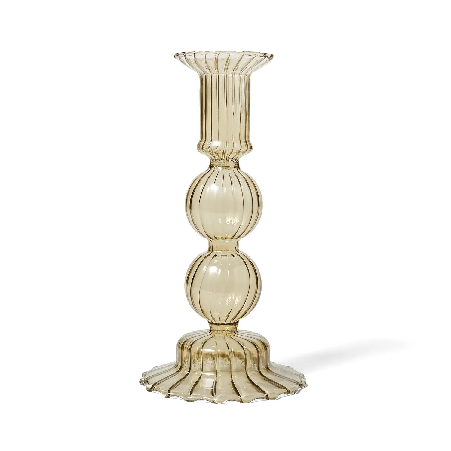 Sur La Table Taupe Glass Taper Candle Holder, 7" | Sur La Table