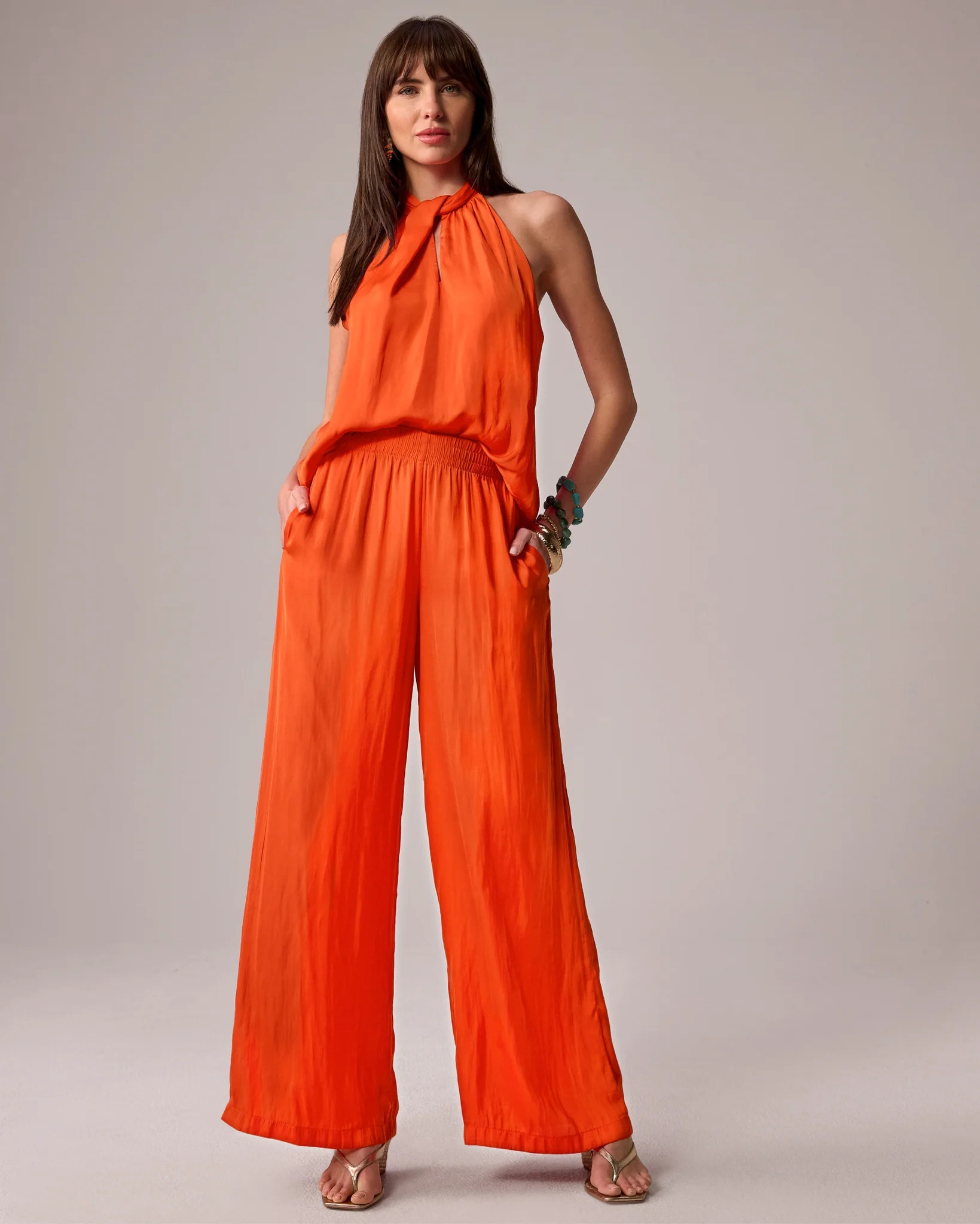 Malibu Flowy Wide Leg Pant Mandarin Red | Boston Proper