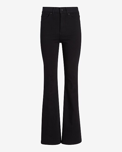 High Waisted Black Supersoft Flare Jeans | Express