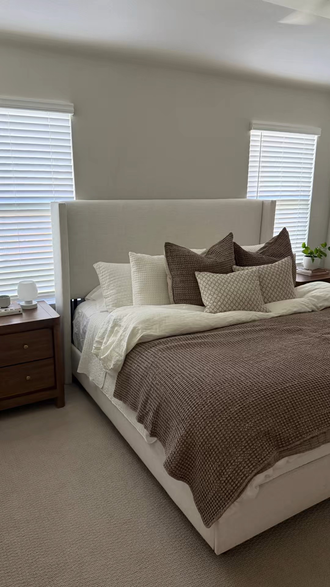 Fall bedding refresh 🤎 Endless layers, soft textures, and warm tones! I love this waffle quilt, cotton sheets and linen duvet.  #levtexhome 

#LTKHome #LTKSeasonal #LTKFamily