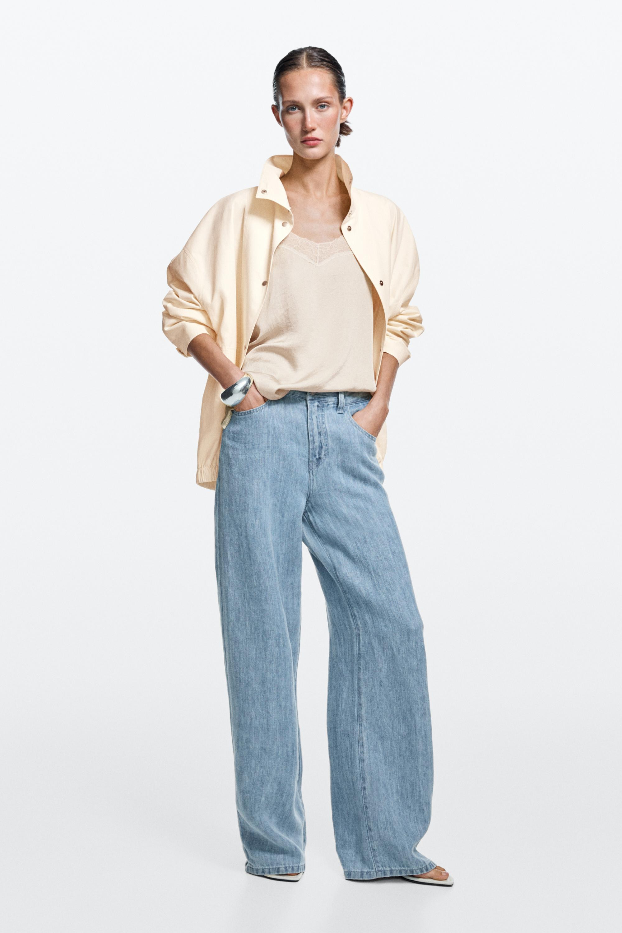 100% linen high-waist barrel fit jeans | Massimo Dutti US