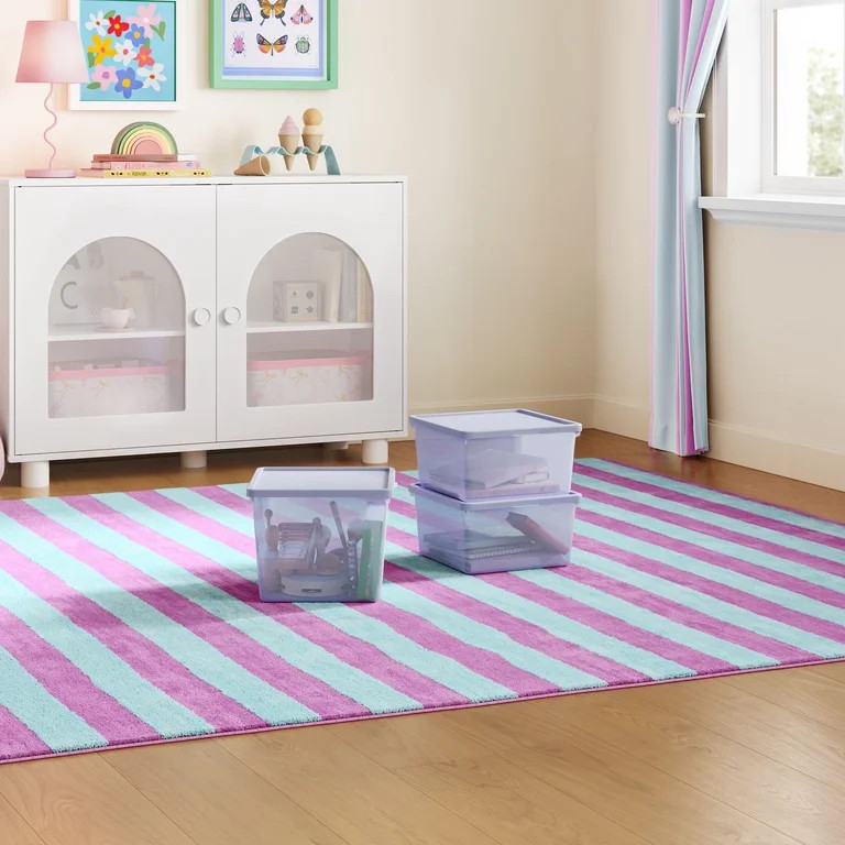 Mainstays Kids Purple Large Plastic Storage Bin with Lid | Walmart (US)