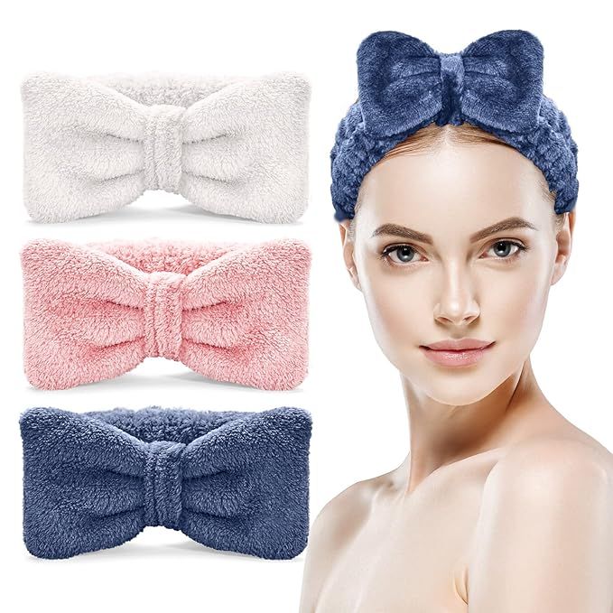 Celosia Spa Headband – 3 Pack Makeup Headband, Headband for Washing Face Microfiber Bowtie Show... | Amazon (US)