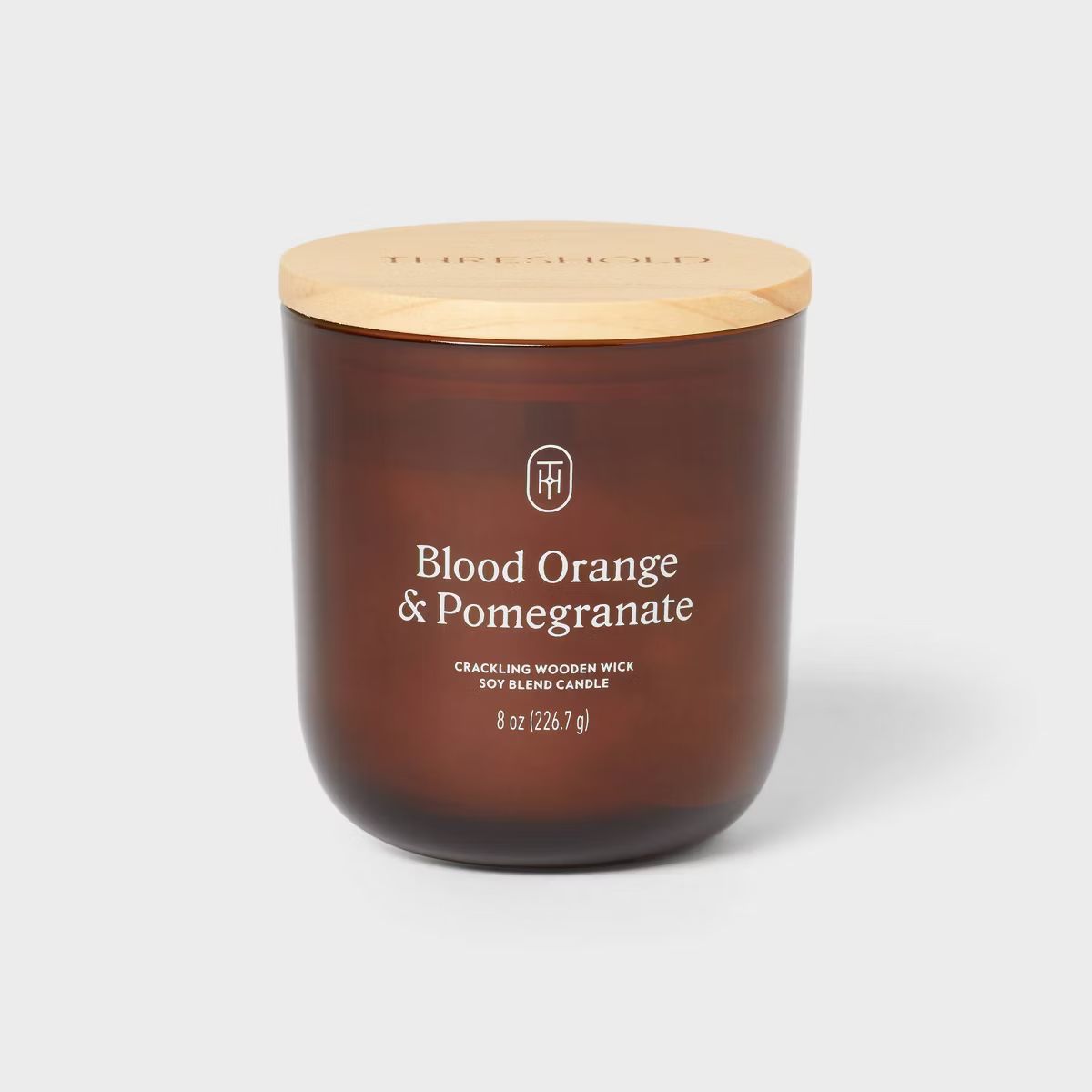 Amber Glass Wooden Wick Orange and Pomegranate Jar Candle 8oz - Threshold™ | Target