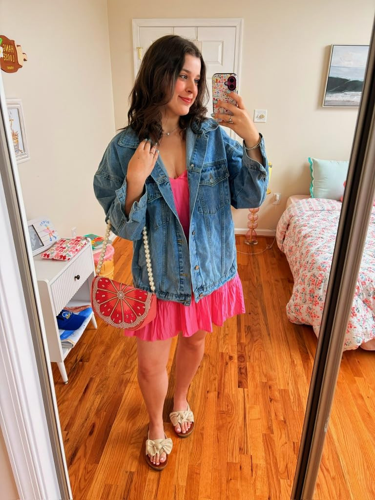 AUTOMET Women's Oversized Jeans Jacket, Classic Button Down Denim Jacket with Chest Pockets, Loos... | Amazon (US)