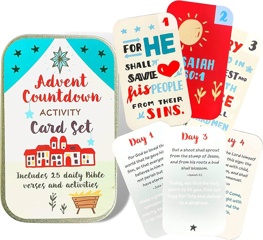 Religious Advent Calendar 2024 Activity Card Set, 25 Daily Bible Verses and Activities, Countdown... | Amazon (US)