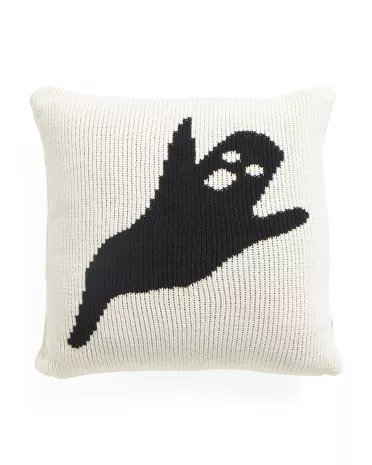 NEW NOVOGRATZ WHITE GHOST SHAPED HALLOWEEN Sherpa DECORATIVE PILLOW 19” X  22”