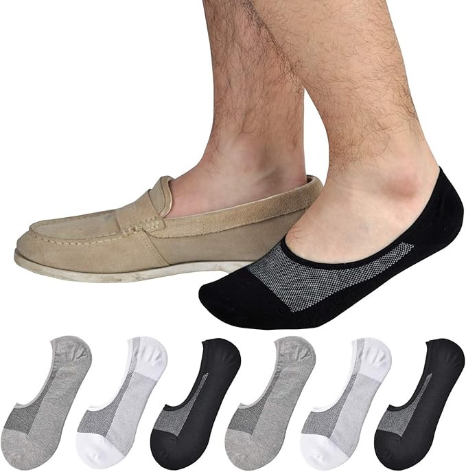 JORMATT Genuine Mens No Show Socks, Loafer Sneakers Low Cut Cotton Socks With Non Slip Grips | Amazon (US)