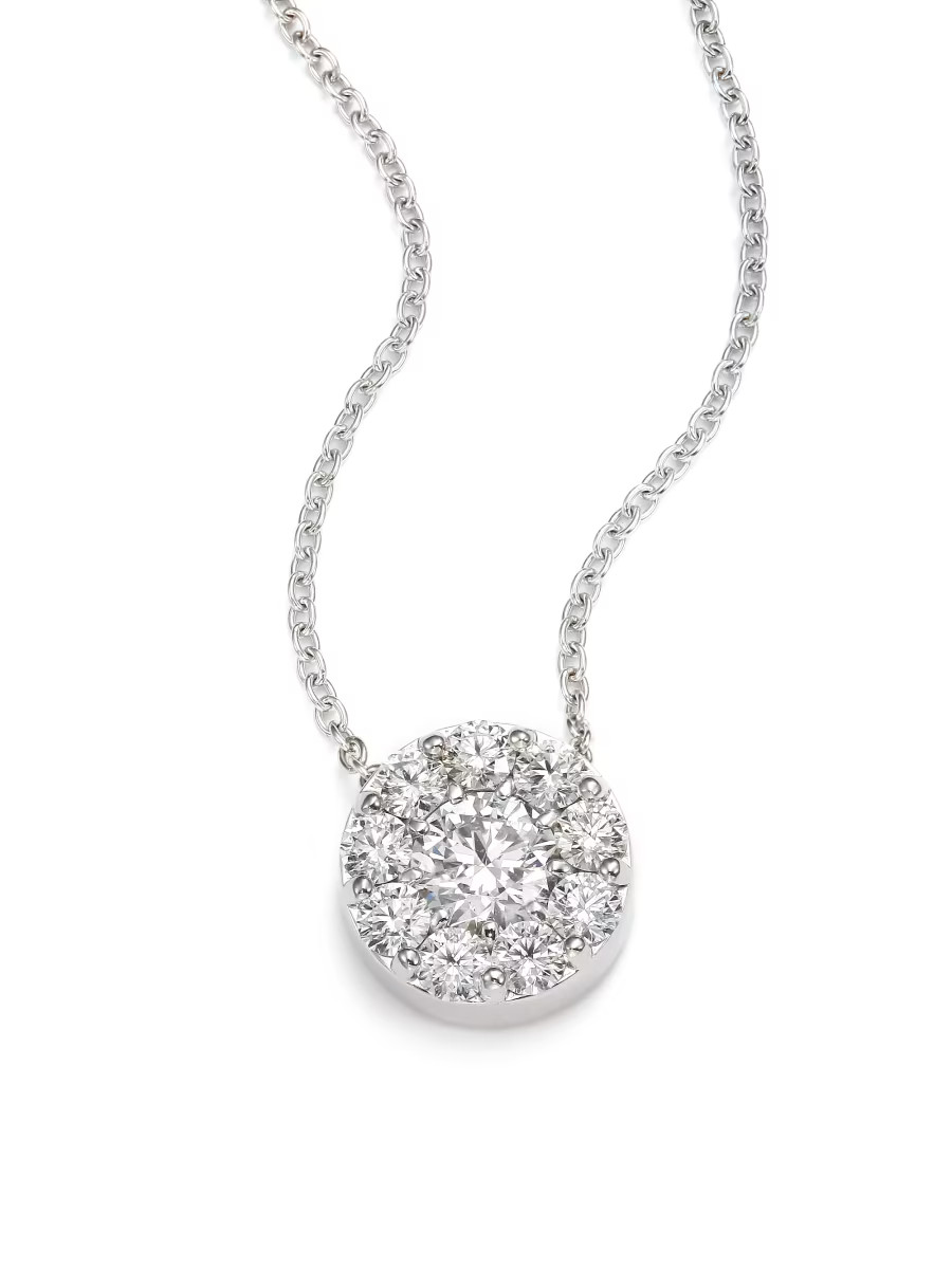 Fulfillment 18K White Gold & 1.45-1.55 TCW Diamond Halo Pendant Necklace | Saks Fifth Avenue