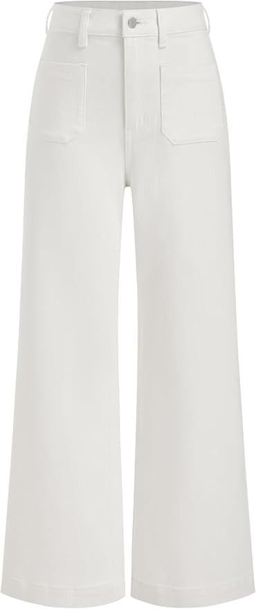 CIDER Womens Wide Leg Jeans Cropped Length High Waisted Stretchy Denim Flared Pants with Pockets | Amazon (US)