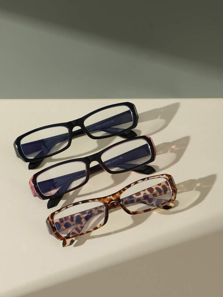 3pairs Square Frame Eyeglasses Clear Glasses Accessories Blue Light Glasses Accessories For Women | SHEIN