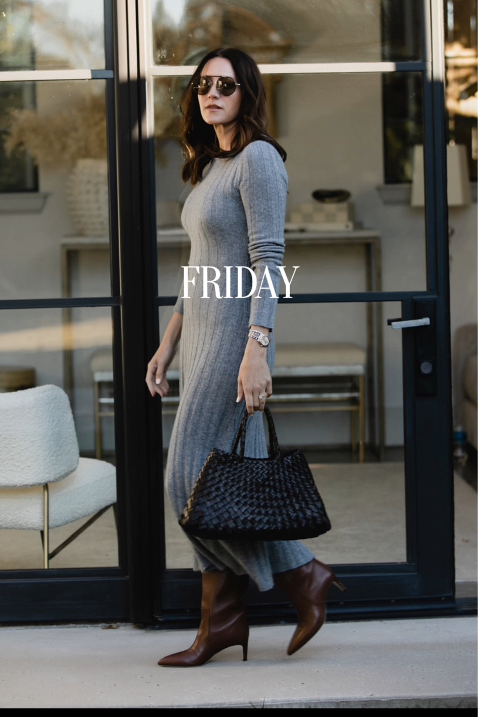 Reformation gray sweater dress, fall bag, sfall boots 

#LTKshoecrush #LTKSeasonal #LTKworkwear