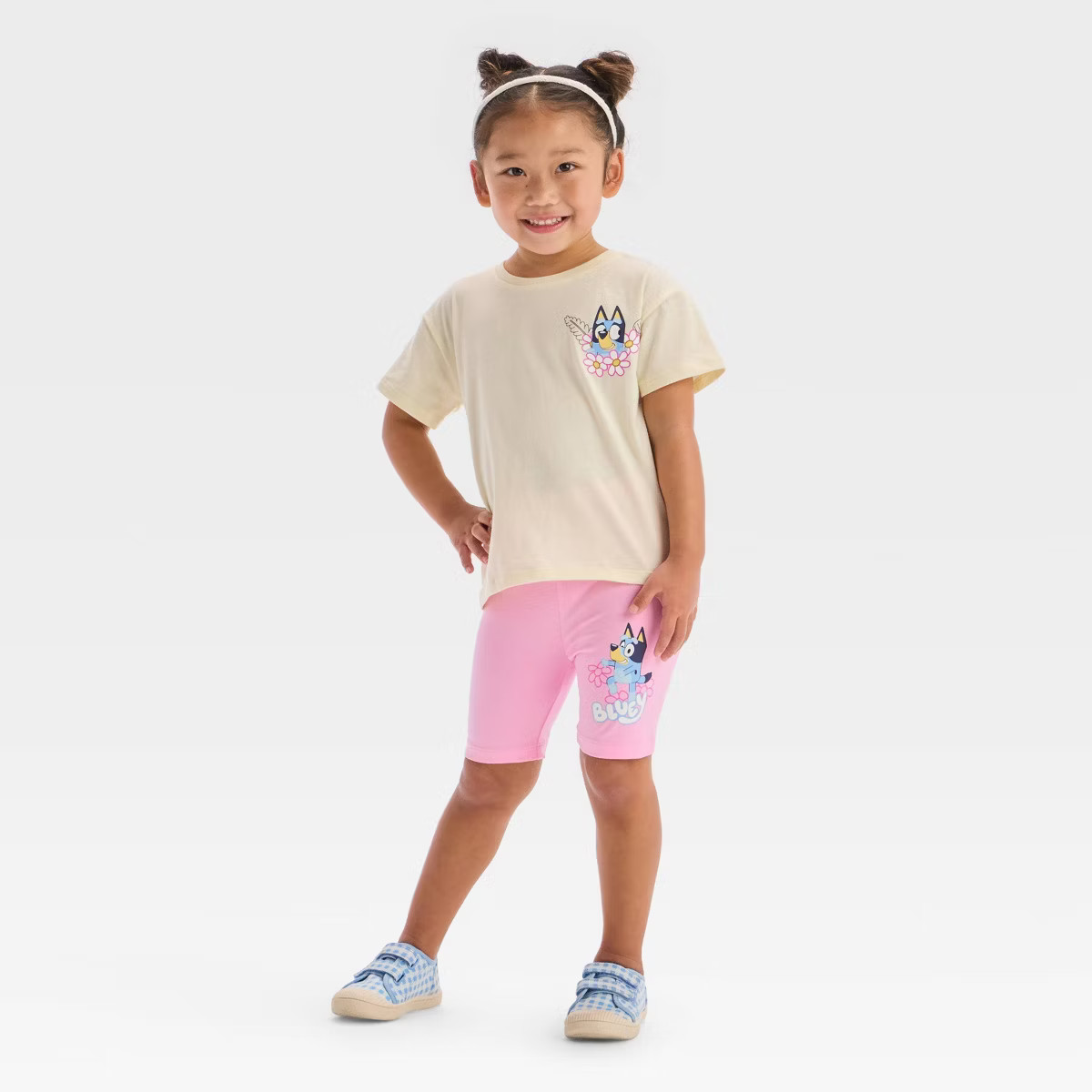 Toddler Girls' 2pc Bluey T-Shirt with Back Graphics Puff Ink & Shorts Set- Yellow/Pink | Target