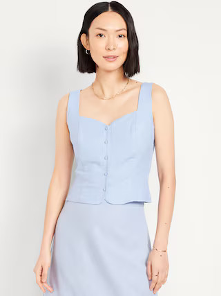 Button-Front Linen-Blend Vest | Old Navy (US)