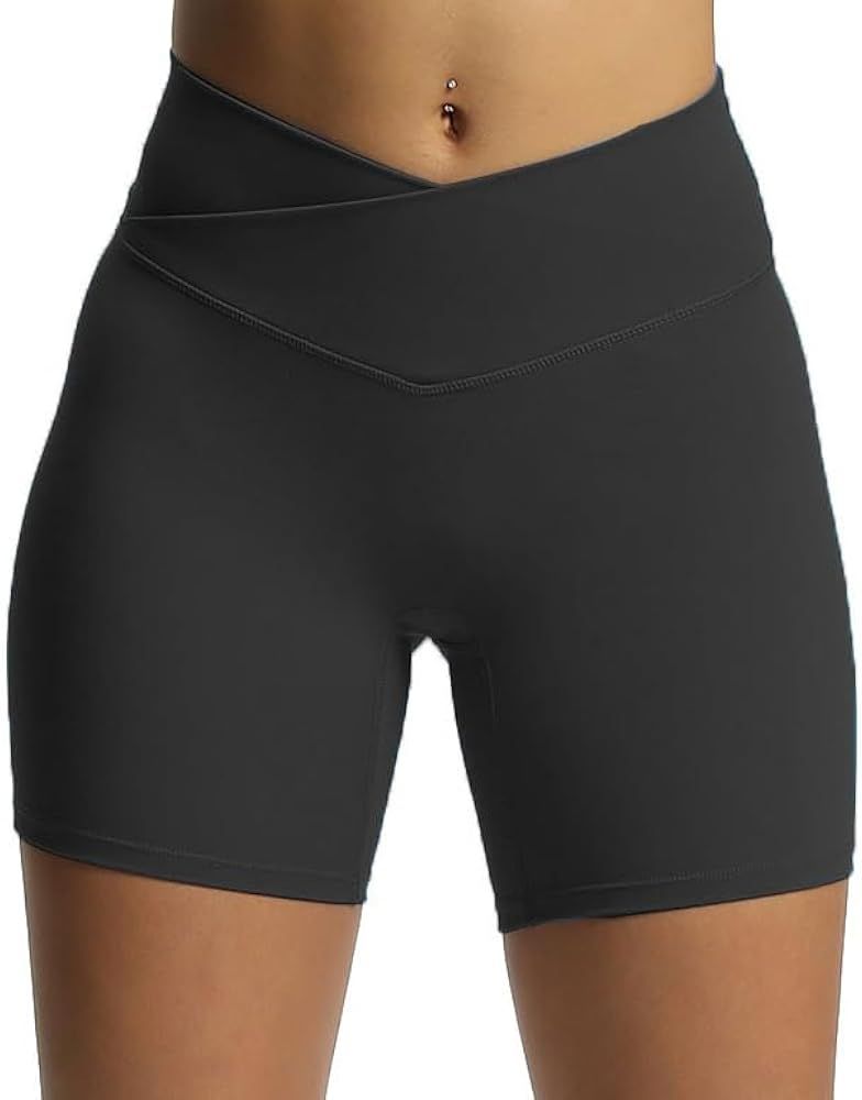 Aoxjox Trinity Workout Biker Shorts for Women Cross-Waist Crossover High Waisted Exercise Athleti... | Amazon (US)