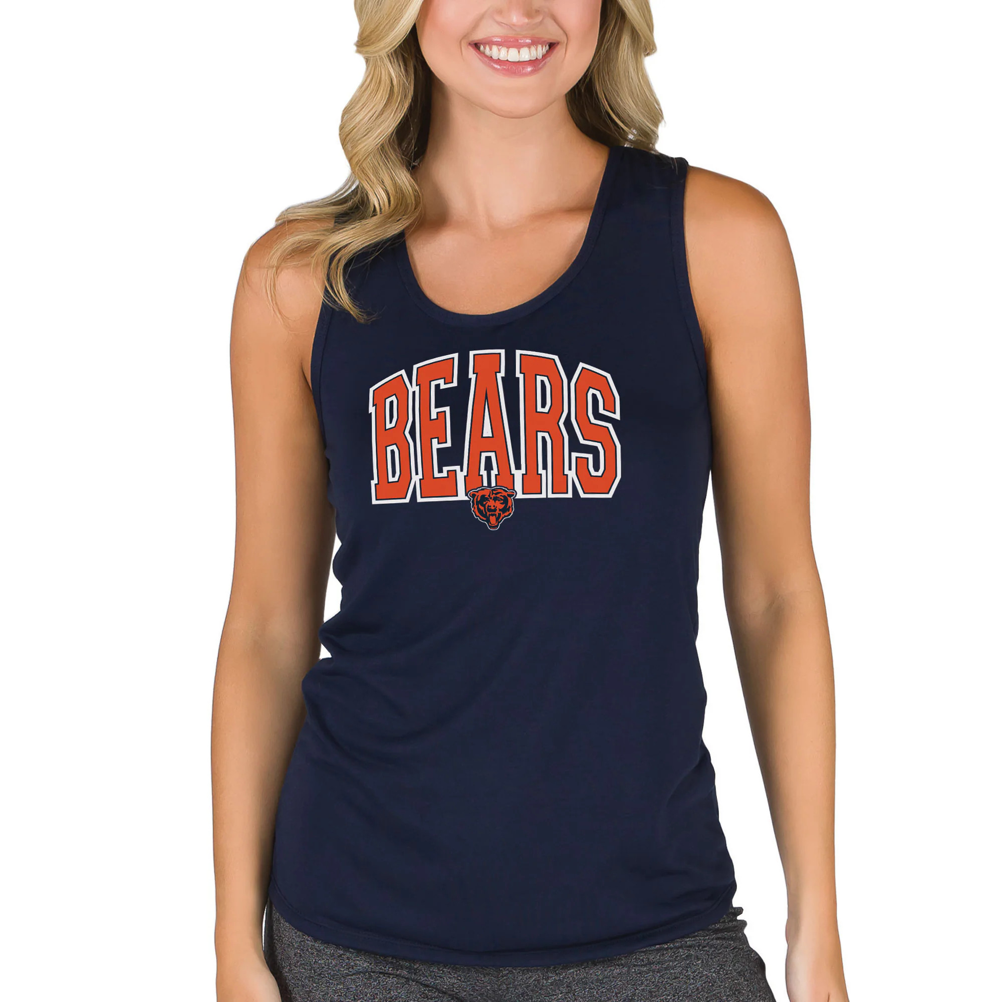 Women's Chicago Bears  Concepts Sport Navy Marathon Racer Back Tank Top | NFL Shop