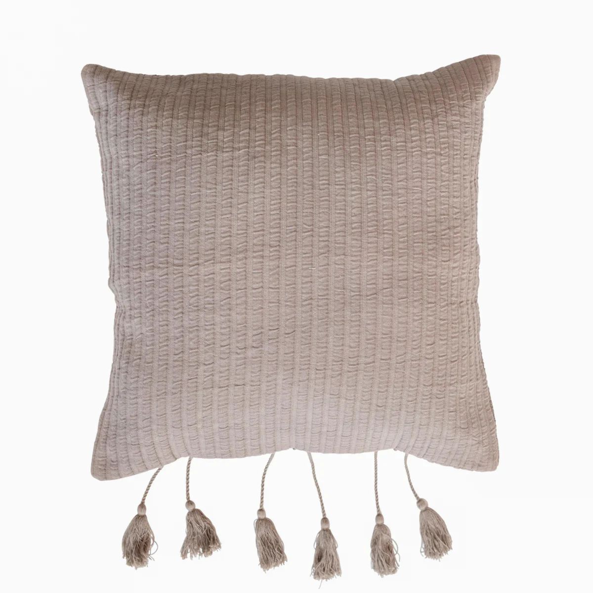 Woven Cotton Tasseled Throw Pillow in Grey | APIARY by The Busy Bee