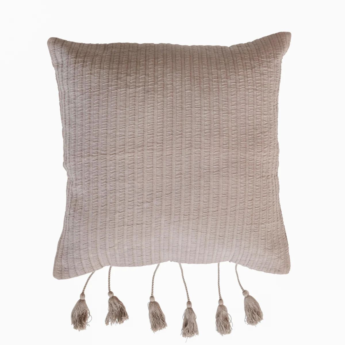 Woven Cotton Tasseled Throw Pillow in Grey | APIARY by The Busy Bee