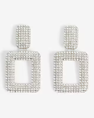 Rhinestone Embellished Square Doorknocker Earrings | Express