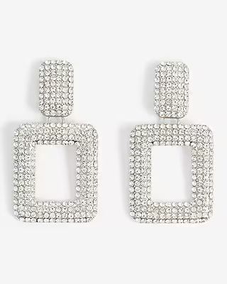 Rhinestone Embellished Square Doorknocker Earrings | Express
