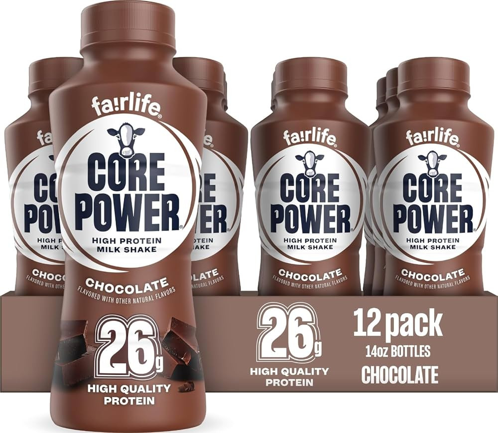 Core Power Protein Shake, Chocolate, 26g Bottle, 14oz, 12 Pack | Amazon (US)