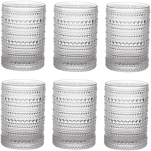 ZOOFOX Set of 6 Vintage Drinking Glasses, 11 oz Clear Hobnail Glasses Tumbler, Embossed Design Gl... | Amazon (US)