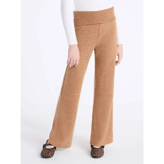 Weekend Academy Girls Cozy Foldover Waist Flare Pants, Sizes 4-18 | Walmart (US)