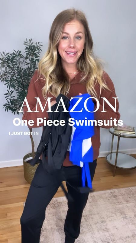 I just got in the cutest one piece swimsuits. I love the blue style, it has full booty coverage and removable pads, ruching in the belly is so flattering. The black style with the cut out is medium booty coverage also has ruching in the belly and adjustable straps. Wearing size small in both.

#LTKfindsunder50 #LTKsalealert #LTKfindsunder100