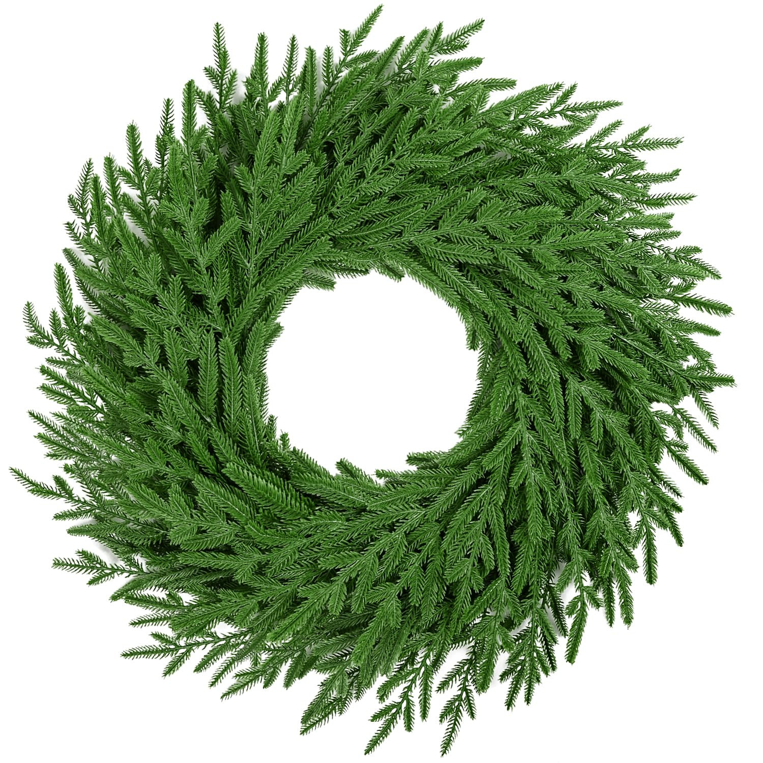 24 Inch Christmas Wreath for Front Door, Norfolk Pine Wreath for Home Porch Window Wall Farmhouse... | Amazon (US)