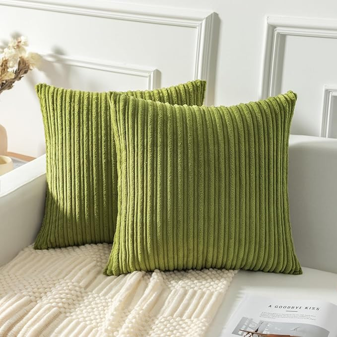 Kevin Textile Pack of 2, Corduroy Soft Solid Decorative Square Throw Pillow Covers Cushion Cases ... | Amazon (US)