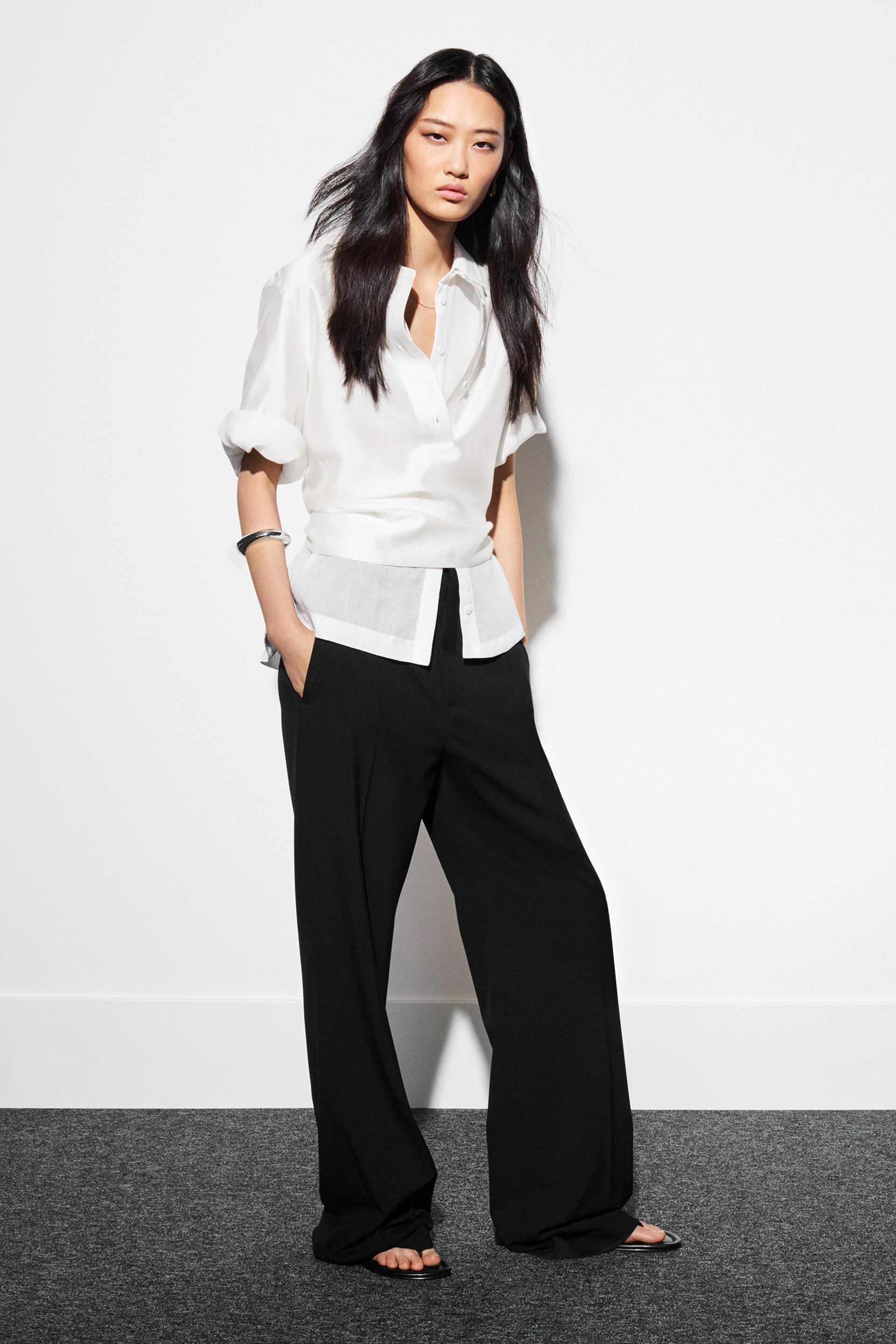 Zara Collection High-Waist Wide-Leg Trousers In Black - M - Woman | Zara UK