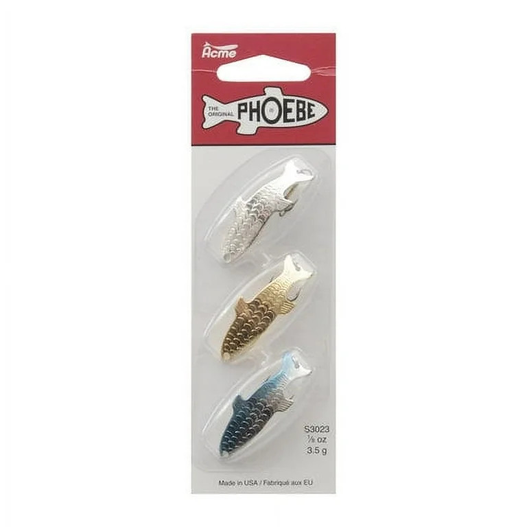 Acme Tackle Phoebe, Fishing Lure Spoon Kit, 3 Pack, 1/8 oz., Silver, Gold, Neon Blue | Walmart (US)