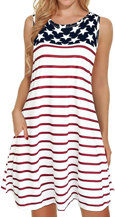 elescat Women's Summer Dresses 2025 Beach Casual Sleeveless Floral Print Tank Loose Sundress with... | Amazon (US)