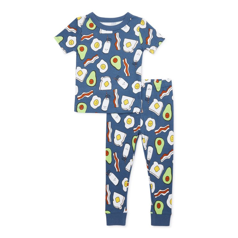 Wonder Nation Baby and Toddler Boy Tight Fit Cotton Pajama Set 2-Piece, Sizes 12M-5T | Walmart (US)