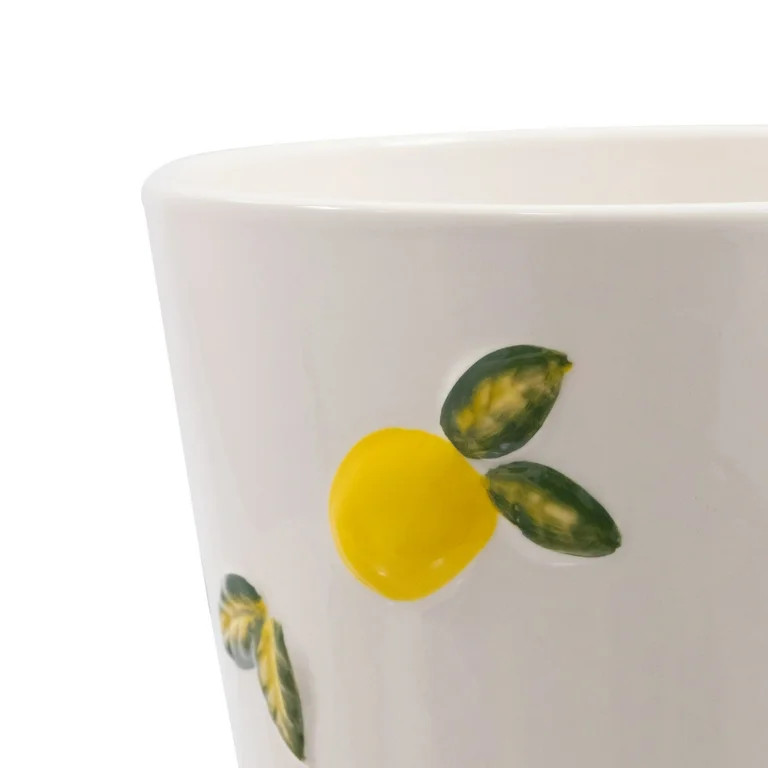 Mainstays 6.25" x 6.25" x 6" Round Cream and Yellow Ceramic Lemon Planter | Walmart (US)