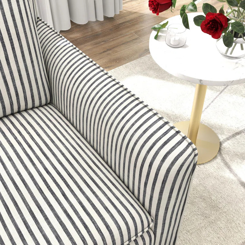 Romines 29.7" W Modern Soft Stripe Upholstered Swivel Barrel Chair with Removable Cushion | Wayfair North America
