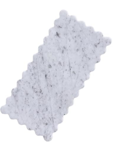 Natural Marble Scalloped Tray, 12" x 6" Serving Board, Scallop Stone Marble Tray to Home Bathroom Vanity Countertop Decor, Kitchen Cutting Board for Cheese Display(Carrara White) | Amazon (US)