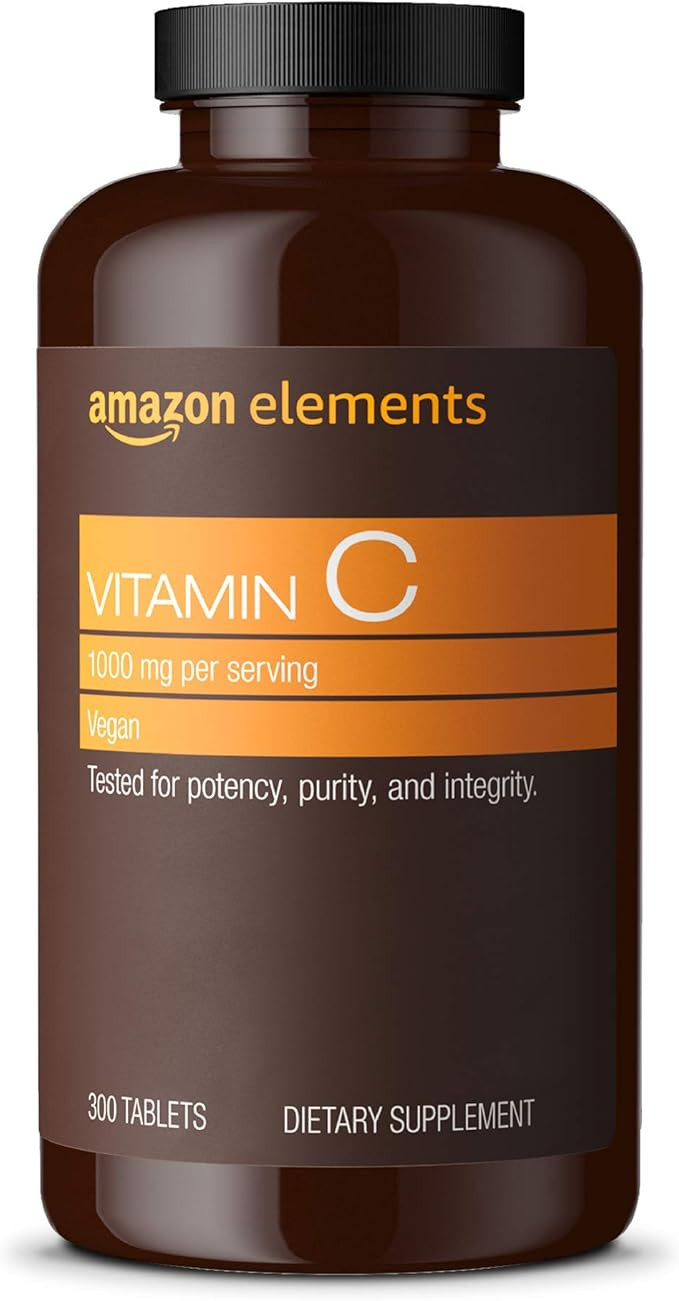 Amazon Elements Vitamin C 1000mg, Supports Healthy Immune System, Vegan, 300 Tablets, 10 month su... | Amazon (US)