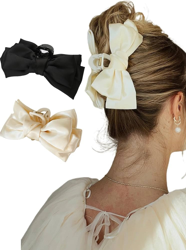 Hair Bows Strong and Stable Big Hair Clips with Soft Knot for Women, Girls, Thin and Thick Hair (... | Amazon (US)