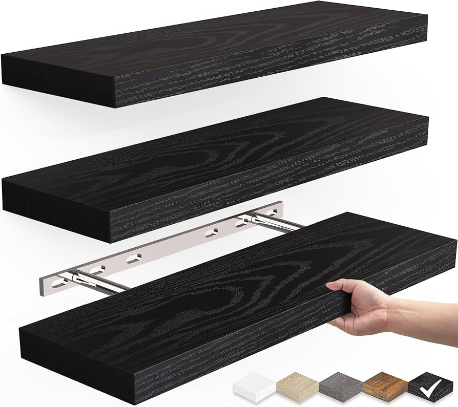 BAYKA Floating Shelves for Wall, Wall Mounted Rustic Wood Shelves for Bathroom, Bedroom, Living R... | Amazon (US)