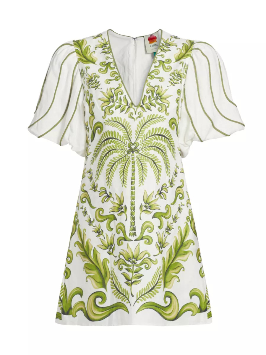 Shop Farm Rio Milani Painterly Floral Minidress | Saks Fifth Avenue | Saks Fifth Avenue