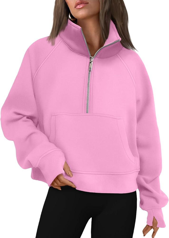 AUTOMET Womens Sweatshirts Half Zip Cropped Pullover Fleece Quarter Zipper Hoodies 2025 Fall Fash... | Amazon (US)
